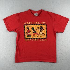 Y2K Nike Shirt Men’s Small Red Harlem NY New‎ York USA Art Short Sleeve
